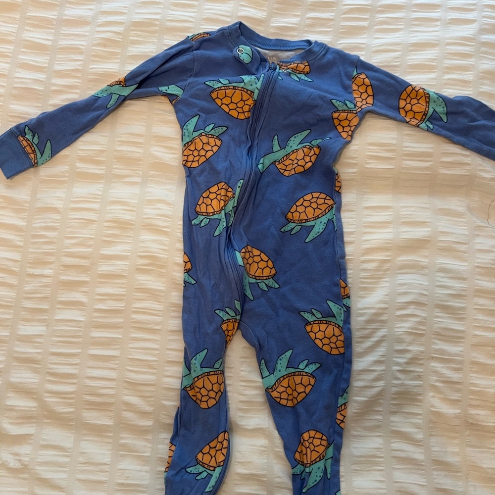 Adorable Blue and Orange Turtle Print Footie